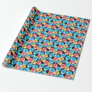 Sugar skull, seamless festive background. wrapping paper