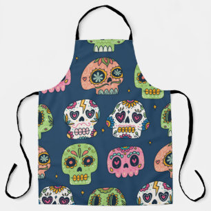 sugar skull seamless pattern vintage illustration apron