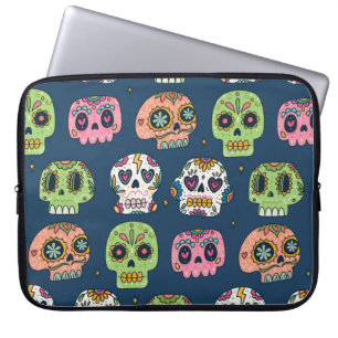 sugar skull seamless pattern vintage illustration laptop sleeve
