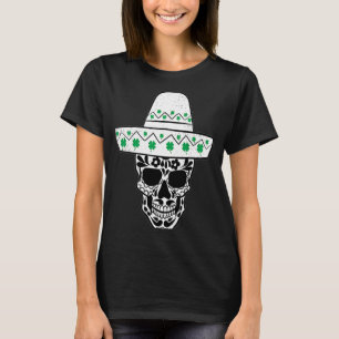 Sugar Skull Shamrock Sombrero St Patricks Day Mexi T-Shirt