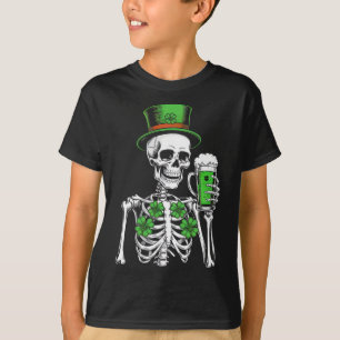 Sugar Skull Shamrock St Patricks Day Men Women Bee T-Shirt