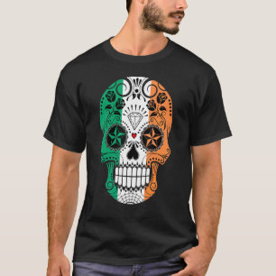 Sugar Skull Shamrock With Leopard Turban St Patric T-Shirt