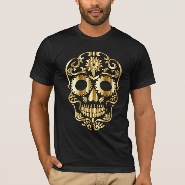 SUGAR SKULL SHINY GOLD T-SHIRTS (Front)