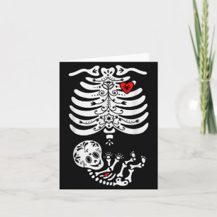 Sugar Skull Skeleton Halloween Pregnancy Annouceme Card