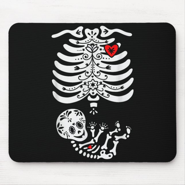 Sugar Skull Skeleton Halloween Pregnancy Annouceme Mouse Pad (Front)