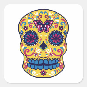 SUGAR SKULL SQUARE STICKER