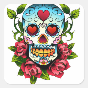 Sugar Skull Square Sticker