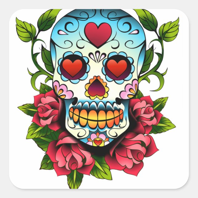 Sugar Skull Square Sticker (Front)