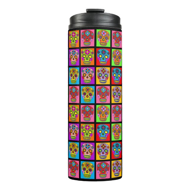 Sugar Skull Squares Thermal Tumbler (Front)