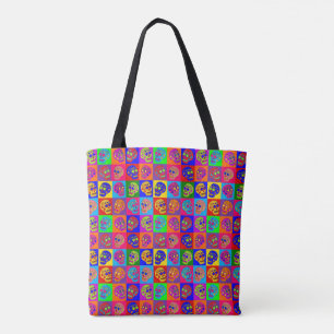Sugar Skull Squares Tote Bag