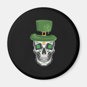 Sugar Skull St Patrick Day Leprechaun Shamrock Magnet