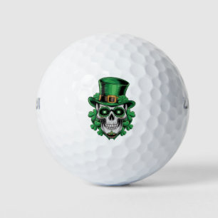 Sugar Skull St Patrick Day Lucky Shamrock  Golf Balls