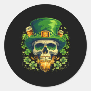 Sugar Skull St Patricks Day Irish Skull Leprechaun Classic Round Sticker