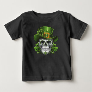 Sugar Skull St Patrick's Day Shamrock Baby T-Shirt