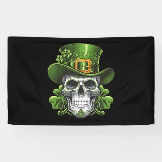 Sugar Skull St Patrick's Day Shamrock Banner (Horizontal)