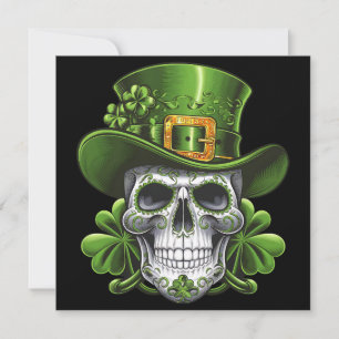 Sugar Skull St Patrick's Day Shamrock Invitation