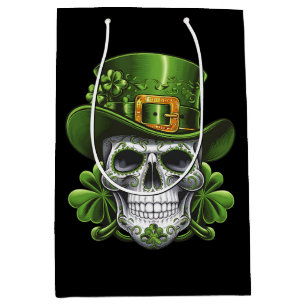 Sugar Skull St Patrick's Day Shamrock Medium Gift Bag