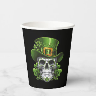 Sugar Skull St Patrick's Day Shamrock Paper Cups