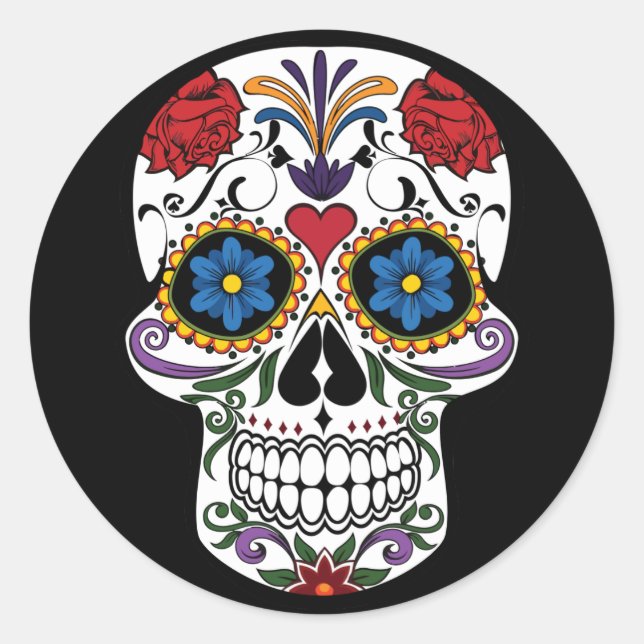 Sugar Skull Sticker Black-Day of The Dead (Front)