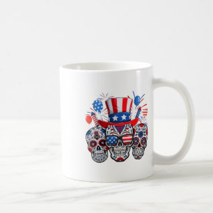 Sugar Skull Sungles Firework American Flag 4th Of Coffee Mug