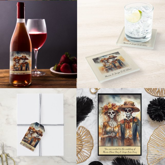 Sugar Skull Sweethearts, custom Glass Coaster (Creator Uploaded)