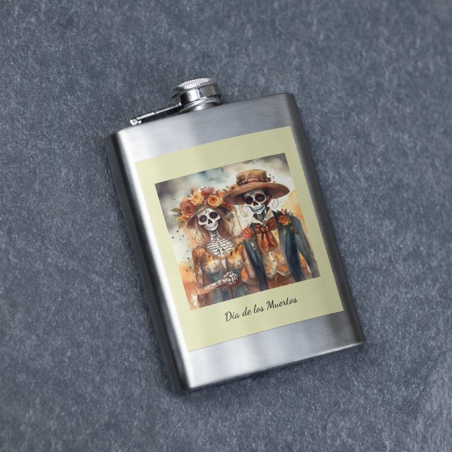 Sugar Skull Sweethearts, custom Hip Flask (Creator Uploaded)