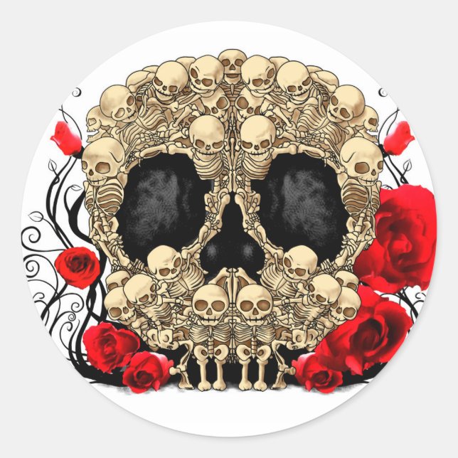 Sugar Skull - Tattoo Design Classic Round Sticker (Front)