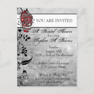 Sugar Skull Tattoo Design Shower Invitation Postcard
