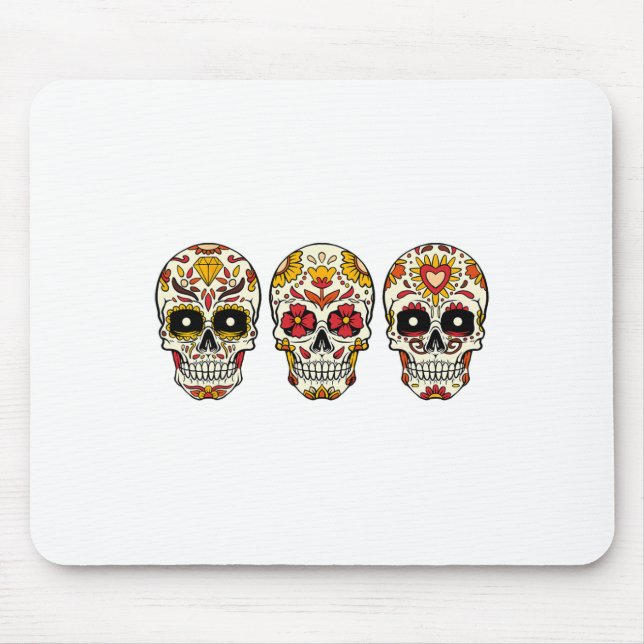 Sugar Skull Thanksgiving Day Cool Fall Autumn Skel Mouse Pad (Front)