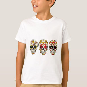Sugar Skull Thanksgiving Day Cool Fall Autumn Skel T-Shirt