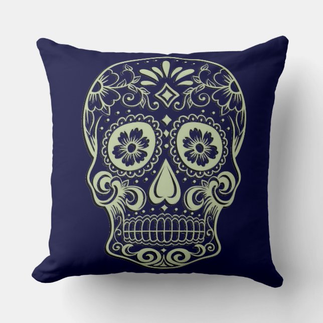Sugar Skull Throw Pillow (Front)