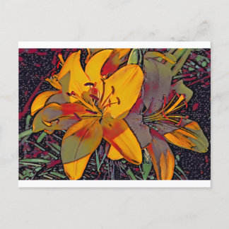 Sugar Skull Tiger Lilies Postcard