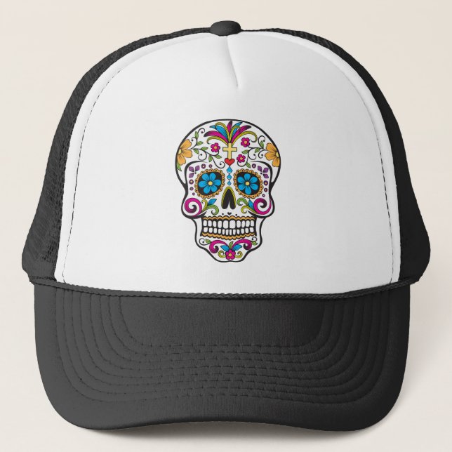 Sugar Skull Trucker Hat (Front)