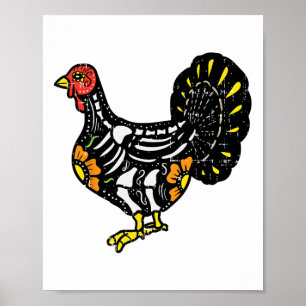 Sugar Skull Turkey Mexican Thanksgiving Day Of The Poster
