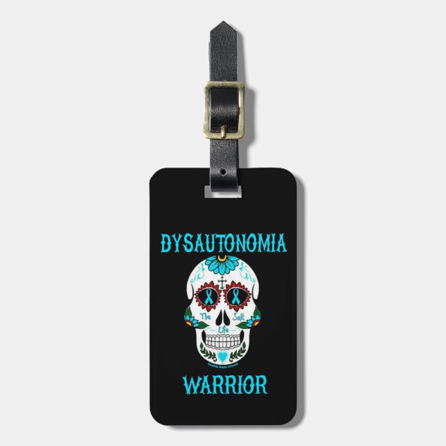 Sugar Skull/Warrior...Dysautonomia Luggage Tag (Front Vertical)