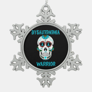 Sugar Skull/Warrior...Dysautonomia Snowflake Pewter Christmas Ornament