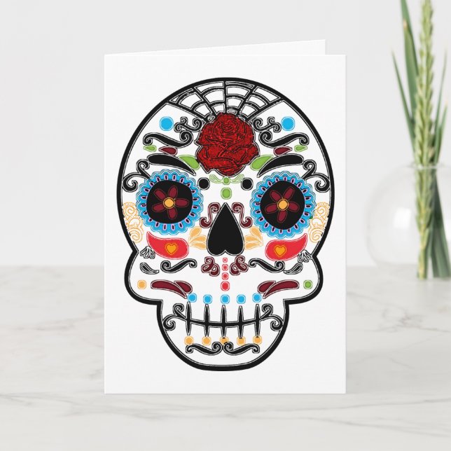 Sugar Skull Wedding Thank You Fold Card (Front)