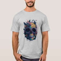 Sugar Skull With Glasses And Flowers 