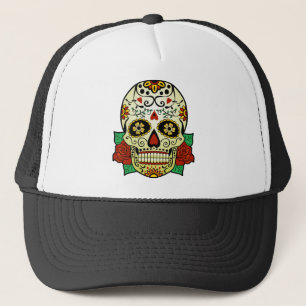 Sugar Skull with Roses Trucker Hat