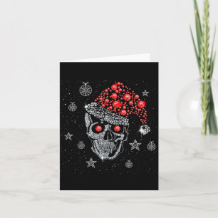 Sugar Skull With Santa Hat Tee Christmas Pajama Xm Card
