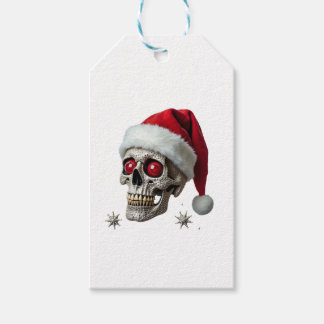 Sugar Skull with Santa Hat Tee Christmas Pajama Xm Gift Tags