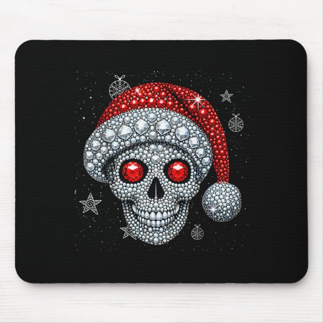 Sugar Skull With Santa Hat Tee Christmas Pajama Xm Mouse Pad (Front)