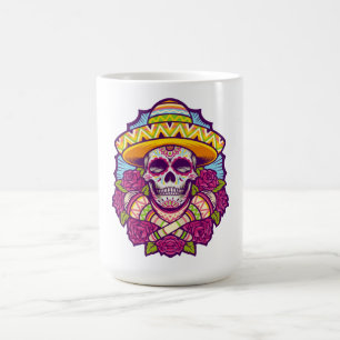 Sugar Skull with Sombrero Dia De Los Muertos Coffee Mug