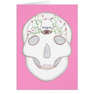 Sugar Skull with Third Eye and Flower Buds Cards