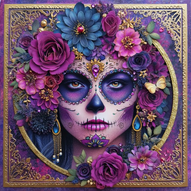 Sugar Skull Woman Day Of The Dead Ceramic Tile (Creator Uploaded)