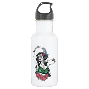 Sugar Skull Woman with Roses 532 Ml Water Bottle
