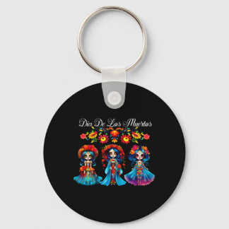 Sugar Skull Women Dia De Los Muertos Catrina Day Key Ring