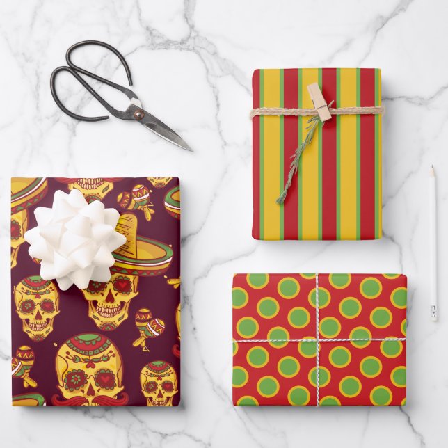Sugar Skull Wrapping Paper Set (Front)