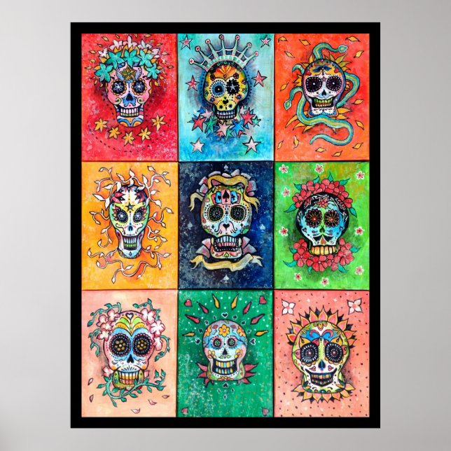 Sugar Skulls 9 - Original art by Dori Hartley Poster (Front)