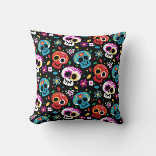 Sugar Skulls and Daisies  Cushion